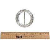 Vintage Silver Classical Swirls Round Slider with Faceted Silver Band - 2.375" x 2.375"