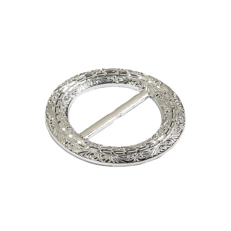Vintage Silver Classical Swirls Round Slider with Faceted Silver Band - 2.375" x 2.375"
