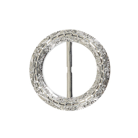 Vintage Silver Classical Swirls Round Slider with Faceted Silver Band - 2.375" x 2.375"