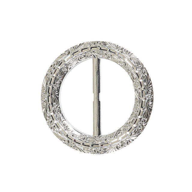 Vintage Silver Classical Swirls Round Slider with Faceted Silver Band - 2.375" x 2.375"