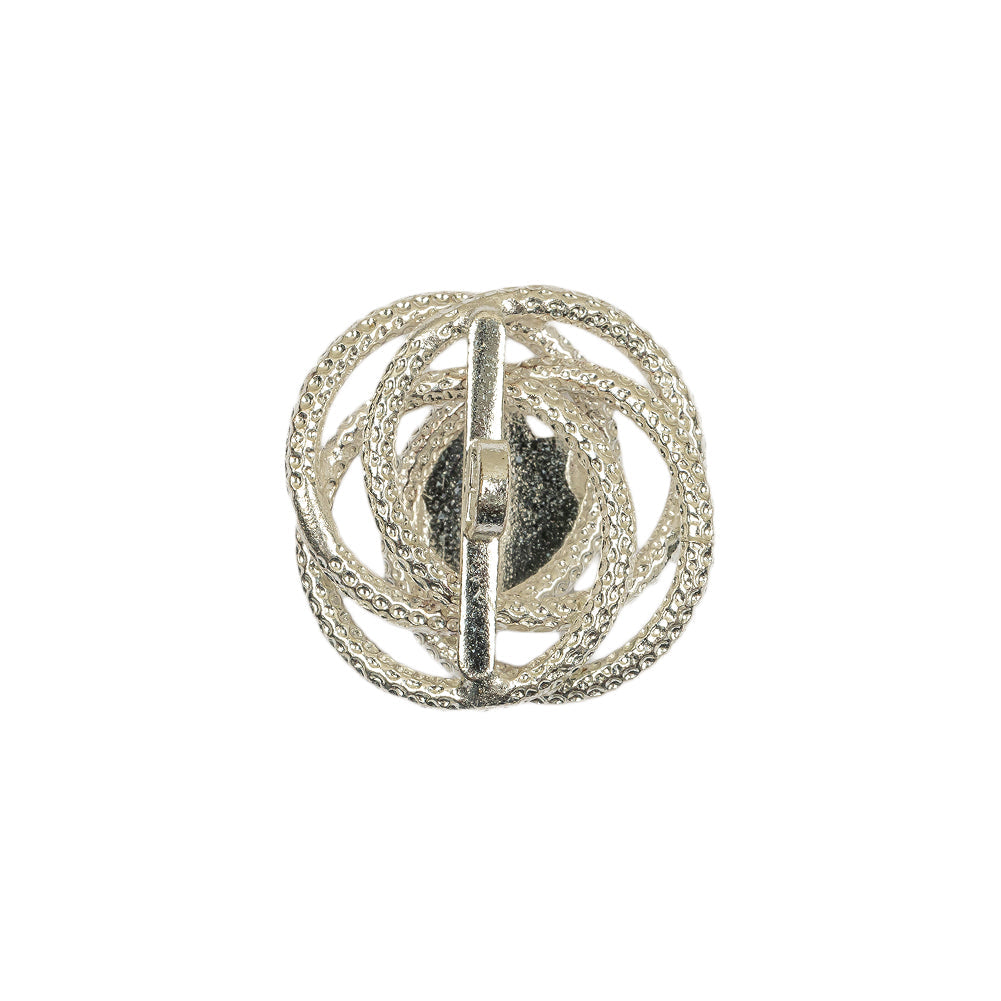 Vintage Crystal Rhinestone Floral Centered Open Framework Shank Back Button - 32L/20mm