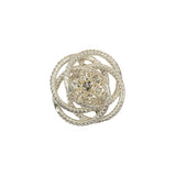 Vintage Crystal Rhinestone Floral Centered Open Framework Shank Back Button - 32L/20mm