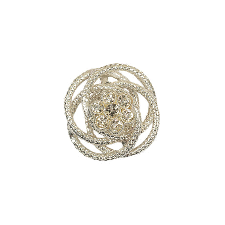 Vintage Crystal Rhinestone Floral Centered Open Framework Shank Back Button - 32L/20mm
