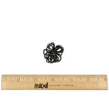 Vintage Jet Black Seed Beaded Flower Decoration with Black Faux Pearl Center - 1.25" x 1.25"
