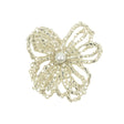 Vintage Silver Lined Seed Beaded Flower Decoration with Faux Pearl Center - 1.25" x 1.25"
