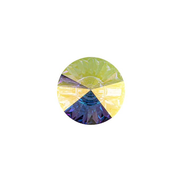 Vintage Swarovski Crystal AB Reverse Mirror Coated Unfoiled Self Back Button - 22L/14mm