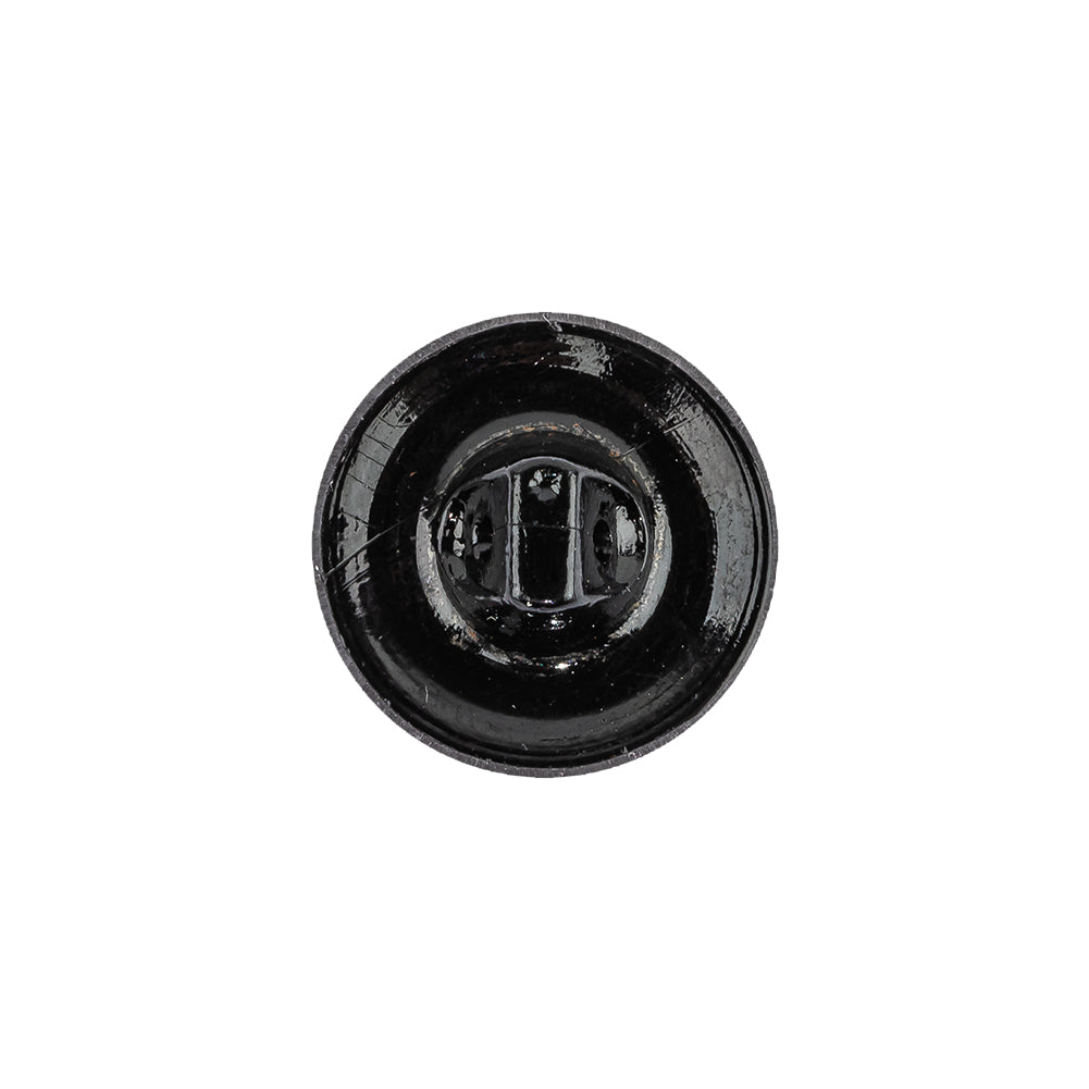 Vintage Crystal and Black Classical Shank Back Glass Button with Rhinestone Core - 28L/18mm