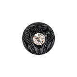 Vintage Crystal and Black Classical Shank Back Glass Button with Rhinestone Core - 28L/18mm