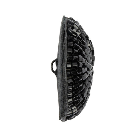 Vintage Black Chop Beaded Dome Shaped Shank Back Button - 52L/33mm