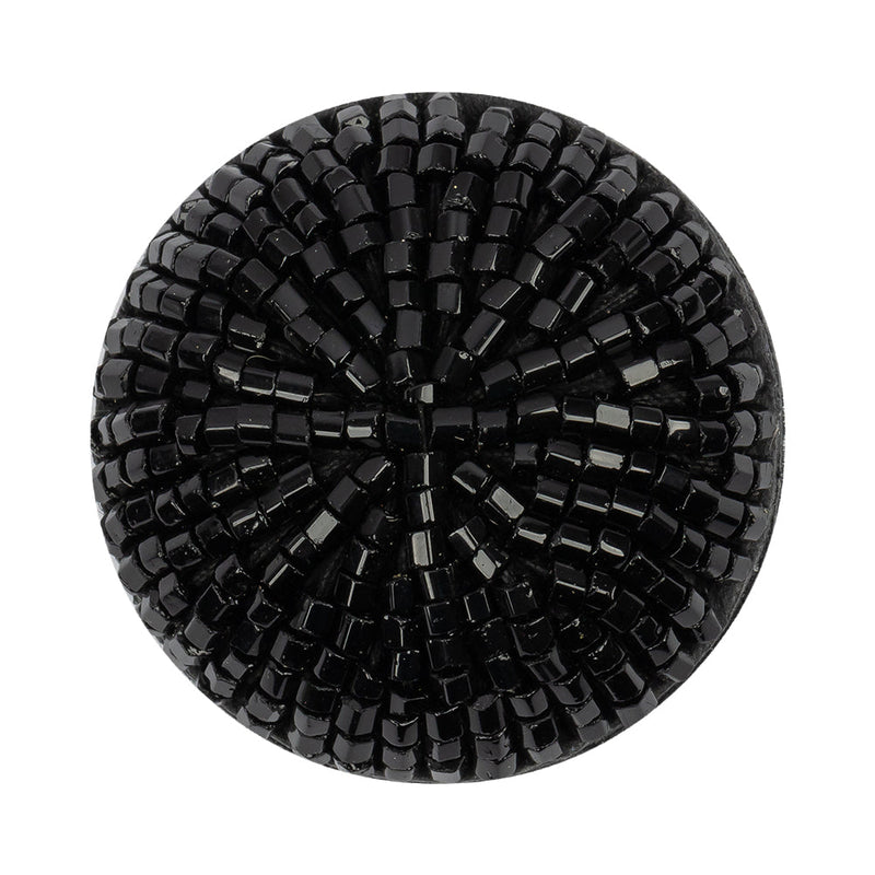 Vintage Black Chop Beaded Dome Shaped Shank Back Button - 52L/33mm