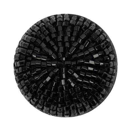 Vintage Black Chop Beaded Dome Shaped Shank Back Button - 52L/33mm
