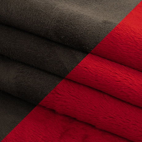Bonded True Red Faux Fur and Chocolate Torte Faux Suede