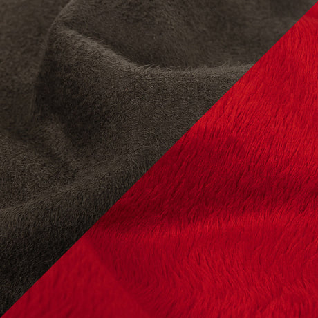 Bonded True Red Faux Fur and Chocolate Torte Faux Suede