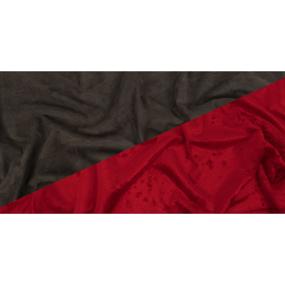 Bonded True Red Faux Fur and Chocolate Torte Faux Suede