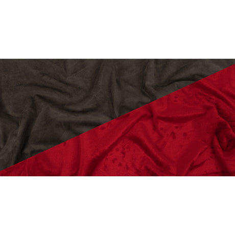 Bonded True Red Faux Fur and Chocolate Torte Faux Suede