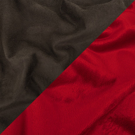 Bonded True Red Faux Fur and Chocolate Torte Faux Suede