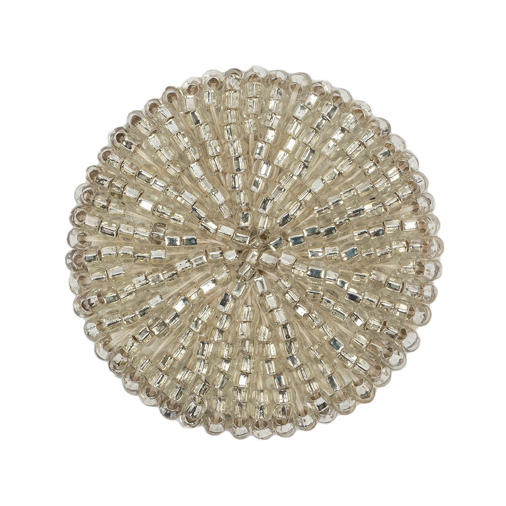 Vintage Silver Lined Beaded Shank Back Button - 50L/32mm