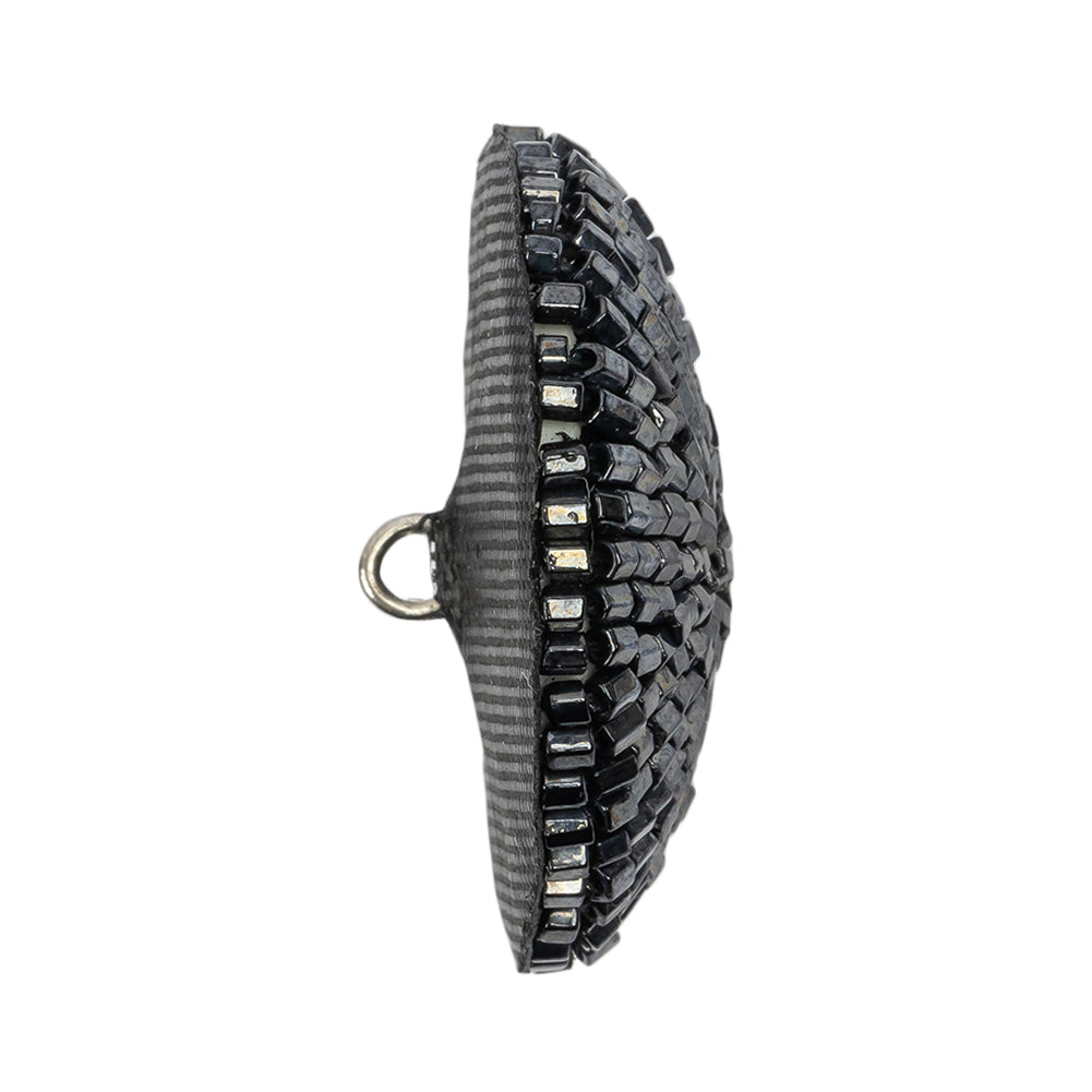 Vintage Gunmetal Chop Beaded Dome Shaped Shank Back Button - 52L/33mm