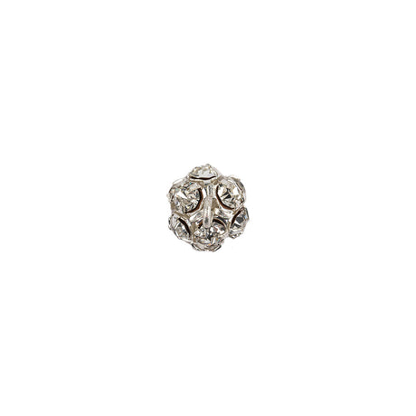 Vintage Swarovski Crystal Rhinestones and Silver Metal Shank Back Ball Button - 13L/8mm