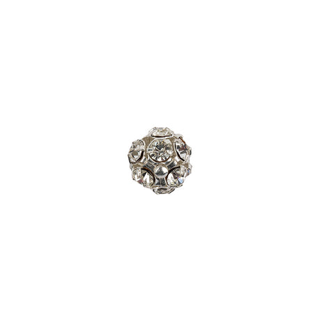 Vintage Swarovski Crystal Rhinestones and Silver Metal Shank Back Ball Button - 13L/8mm