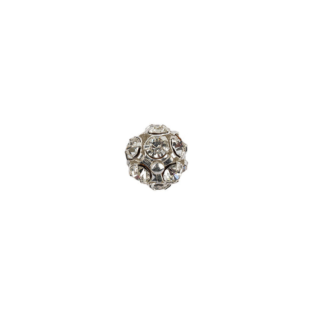 Vintage Swarovski Crystal Rhinestones and Silver Metal Shank Back Ball Button - 13L/8mm