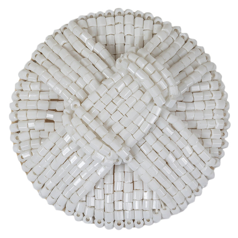 Vintage White Cross Seed Beaded Shank Back Button - 66L/42mm