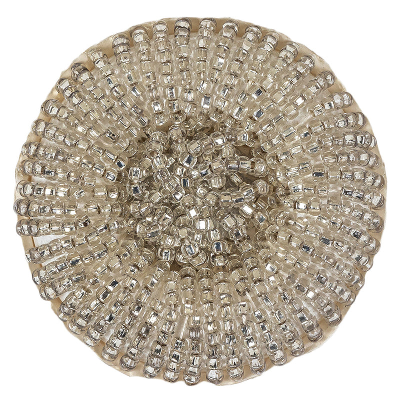 Vintage Silver Seed Beaded Shank Back Button - 66L/42mm