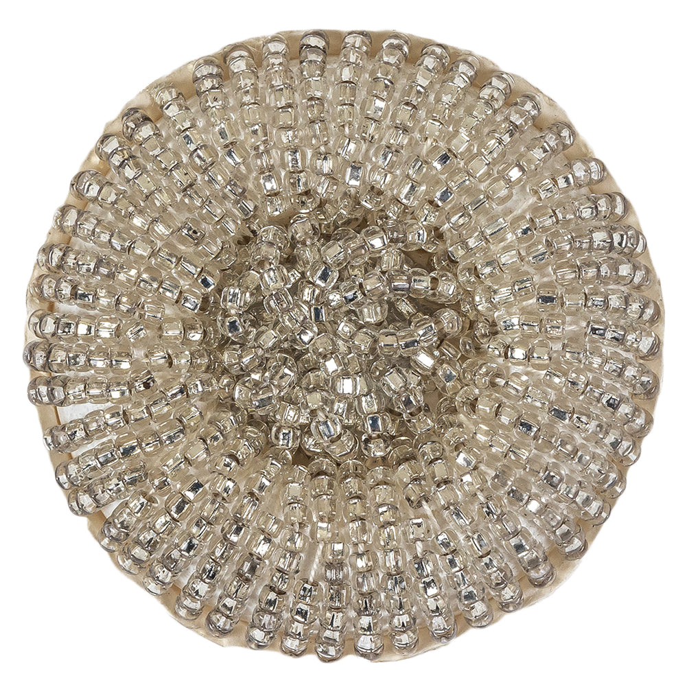 Vintage Silver Seed Beaded Shank Back Button - 66L/42mm