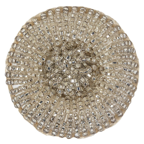 Vintage Silver Seed Beaded Shank Back Button - 66L/42mm