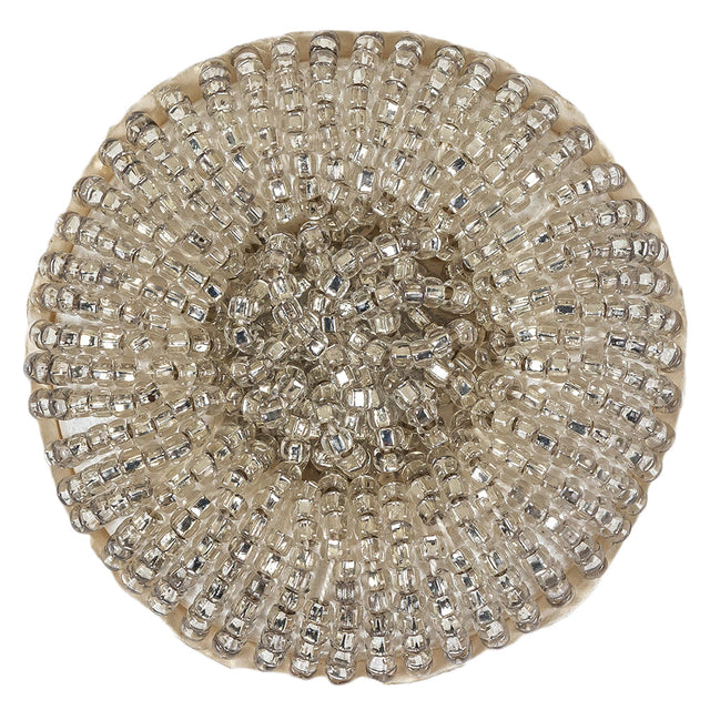 Vintage Silver Seed Beaded Shank Back Button - 66L/42mm