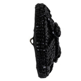 Vintage Black Cross Seed Beaded Shank Back Button - 66L/42mm