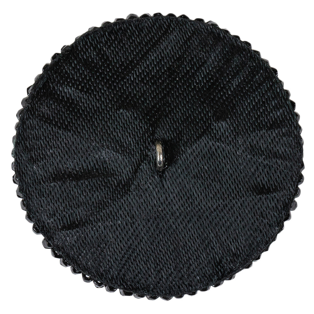 Vintage Black Cross Seed Beaded Shank Back Button - 66L/42mm