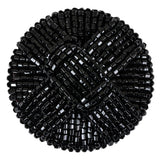 Vintage Black Cross Seed Beaded Shank Back Button - 66L/42mm