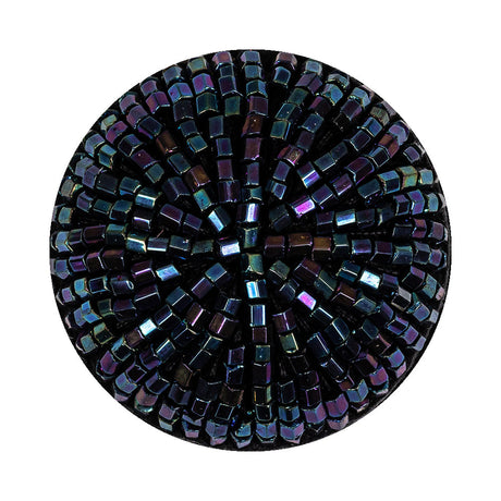 Vintage Blue Iris Beaded Dome Shaped Button - 55L/35mm