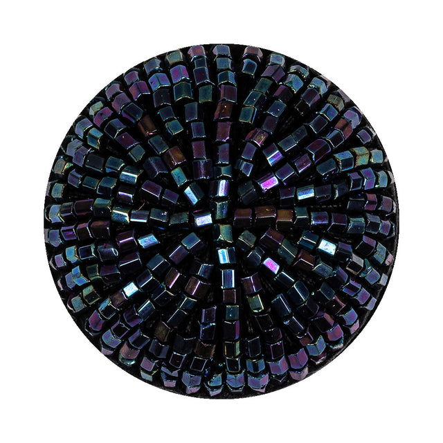 Vintage Blue Iris Beaded Dome Shaped Button - 55L/35mm