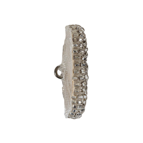 Vintage Silver Lined Seed Beaded Shank Back Button - 42L/27mm