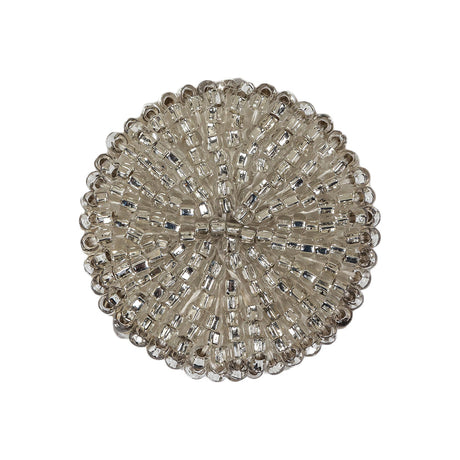 Vintage Silver Lined Seed Beaded Shank Back Button - 42L/27mm