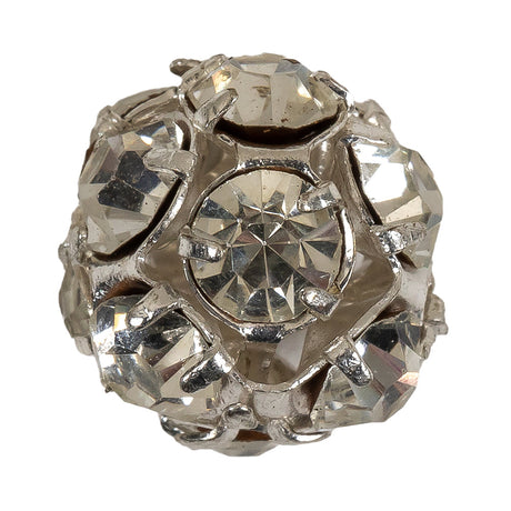 Vintage Crystal and Silver Rhinestone Ball Button - 20L/12.5mm