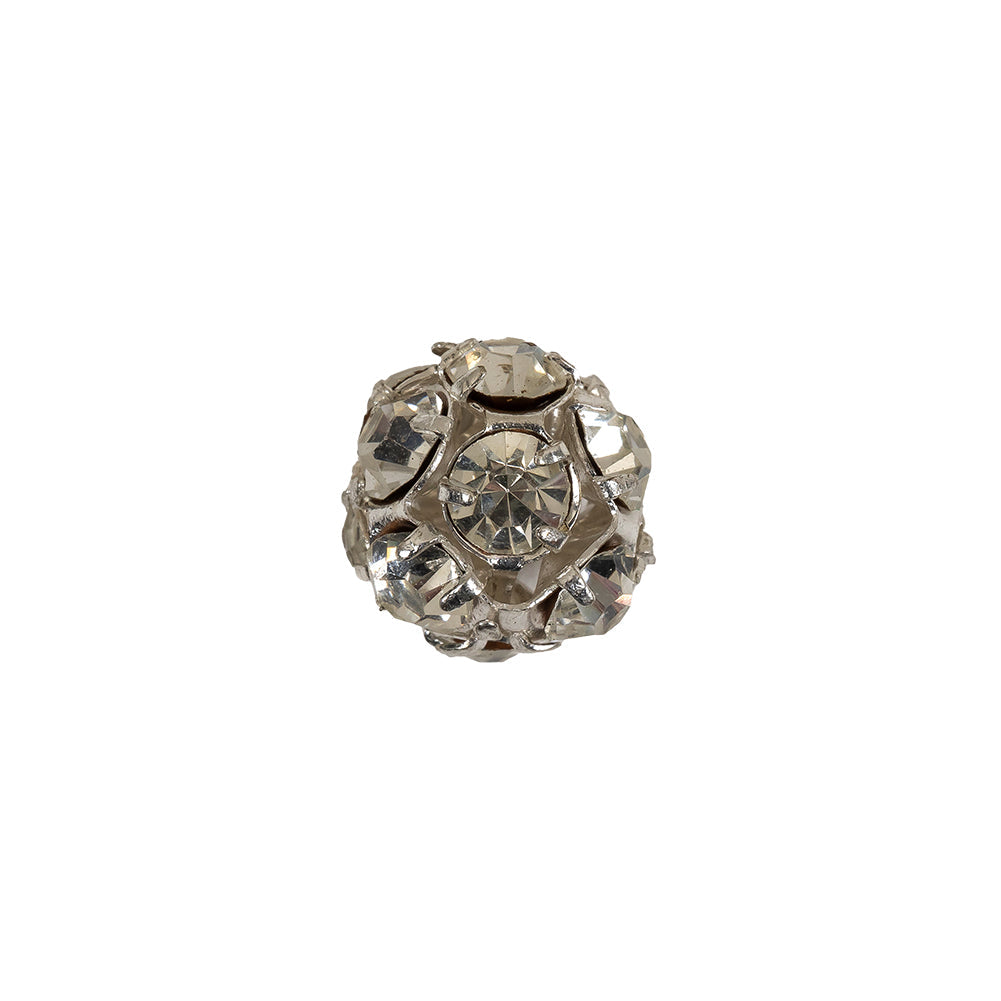 Vintage Crystal and Silver Rhinestone Ball Button - 20L/12.5mm