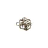 Vintage Crystal Rhinestones and Silver Metal Shank Back Ball Button - 16L/10mm