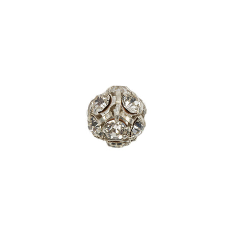 Vintage Crystal Rhinestones and Silver Metal Shank Back Ball Button - 16L/10mm