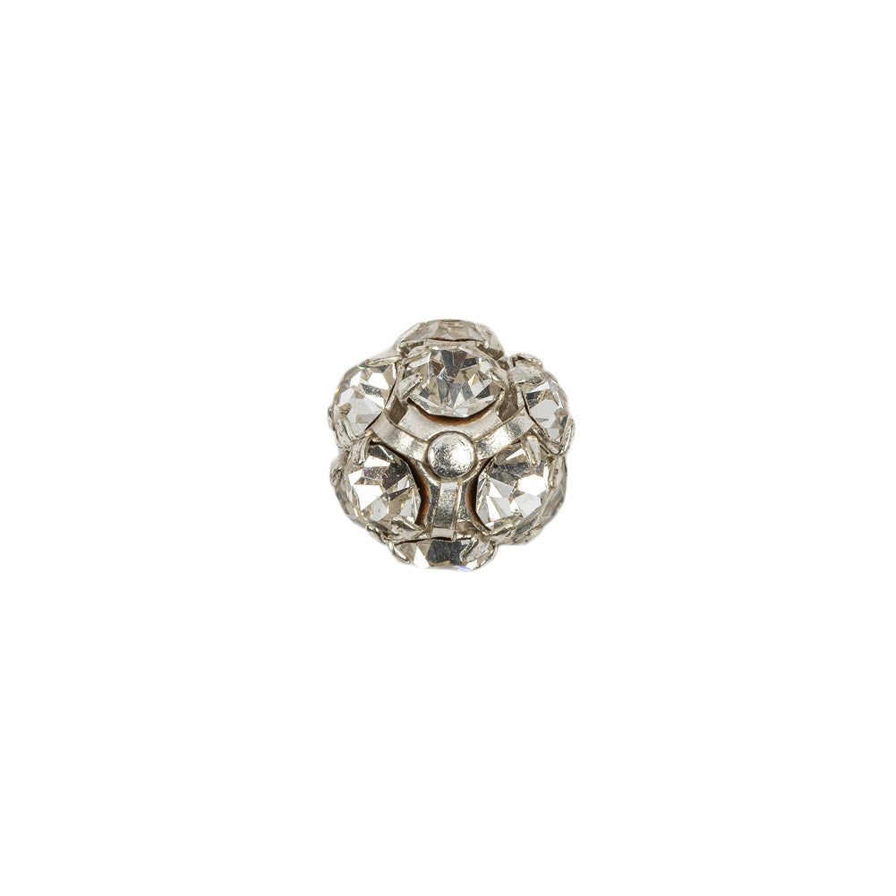 Vintage Crystal Rhinestones and Silver Metal Shank Back Ball Button - 16L/10mm