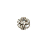 Vintage Crystal Rhinestones and Silver Metal Shank Back Ball Button - 16L/10mm