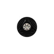 Vintage Matte Black Shank Back Glass Button with Rhinestone Core - 22L/14mm
