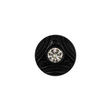 Vintage Matte Black Shank Back Glass Button with Rhinestone Core - 22L/14mm