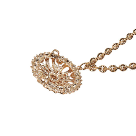Vintage Gold Metal Dress Ornament with Two Joining Chains - 2.75" X 5.5"