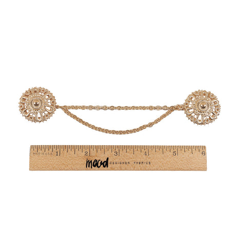 Vintage Gold Metal Dress Ornament with Two Joining Chains - 2.75" X 5.5"