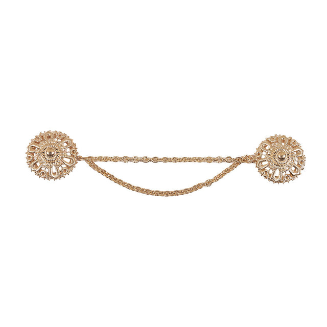 Vintage Gold Metal Dress Ornament with Two Joining Chains - 2.75" X 5.5"