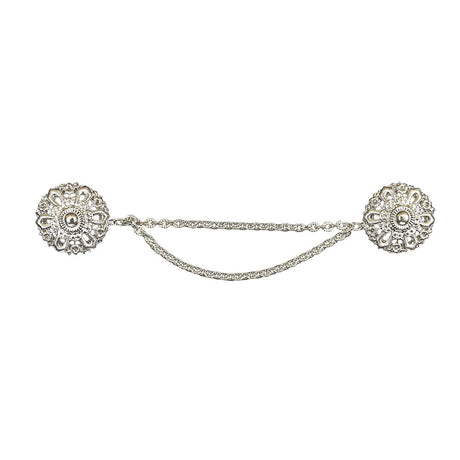 Vintage Silver Metal Dress Ornament with Two Joining Chains - 2.75" X 5.5"