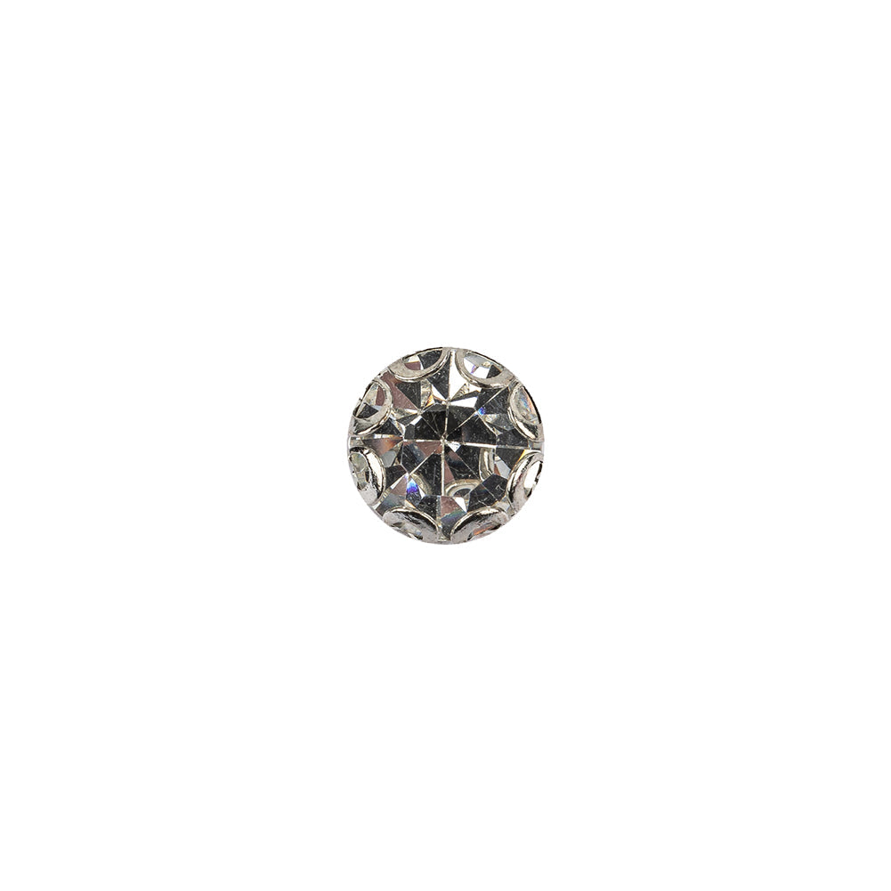 Vintage Swarovski Crystal Rhinestone and Silver Edged Self Back Button - 14L/9mm